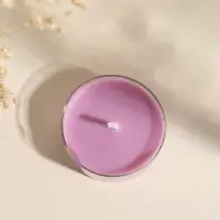 Чайная свеча ароматическая "Круглая" серо-фиолетовая, аромат лаванда 3,8х3,8х1,8 см