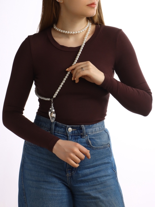 Портупея жемчужная с кулоном «Ракушка», 129 см, белая в серебре Портупея жемчужная с кулоном «Ракушка», 129 см, белая в серебре