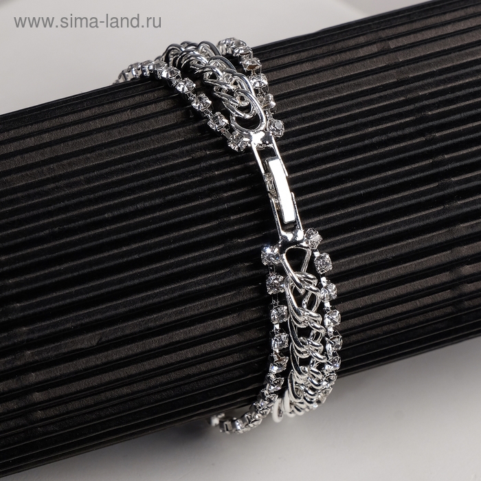 Браслет со стразами «Сияй» цепочка, цвет белый в серебре, L=18 см Браслет со стразами «Сияй» цепочка, цвет белый в серебре, L=18 см