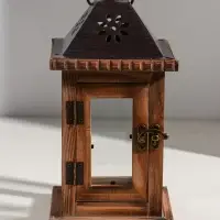 Деревянный подсвечник - фонарь на 1 свечу &laquo;Цветок&raquo;, состаренный 25&times;12.5&times;12.5 см