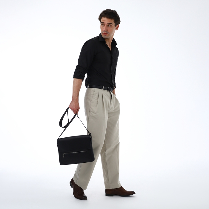 Сумка мужская деловая TEXTURA, 3 наружных кармана, цвет чёрный Сумка мужская деловая TEXTURA, 3 наружных кармана, цвет чёрный