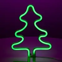 Неоновая вывеска &laquo;Ёлка&raquo; 19x25 см, от батареек ААх3, USB, свечение зелёное