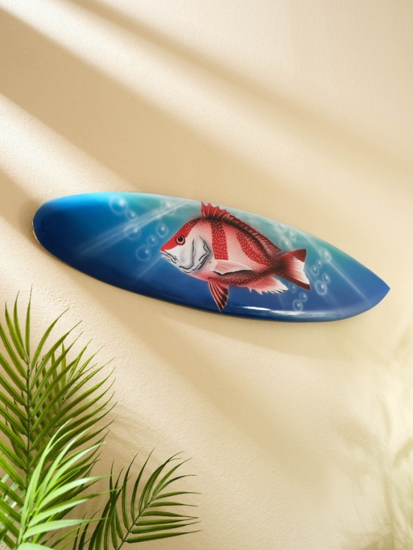 Панно "Доска для сёрфа "Рыбка" дерево 80х21 см