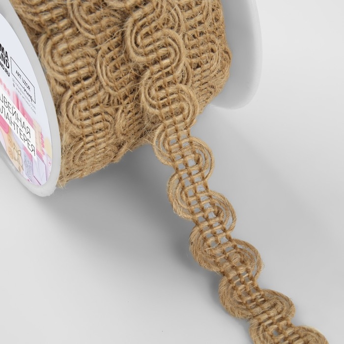 Тесьма декоративная холщовая «Волна», 10 мм, 10 ± 0,5 м, цвет бежевый Тесьма декоративная холщовая «Волна», 10 мм, 10 ± 0,5 м, цвет бежевый