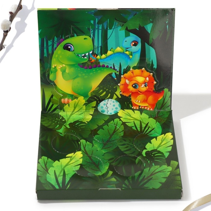 Набор для украшения яиц в 3D коробке &laquo;Динозавры&raquo; на пасху, 12,5 х 15,5 см