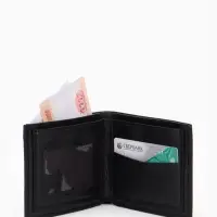 Портмоне мужское без застёжки, отдел для купюр, монет и карт, чёрное