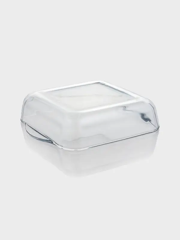 Форма для запекания Paşabah&ccedil;e Borcam, 2 л, 25.6&times;22 см, с крышкой, квадратная, жаропрочное стекло, прозрачная