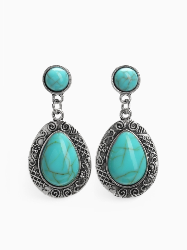 Серьги «Бирюзовый мир» капля, голубые в чернённом серебре Серьги «Бирюзовый мир» капля, голубые в чернённом серебре