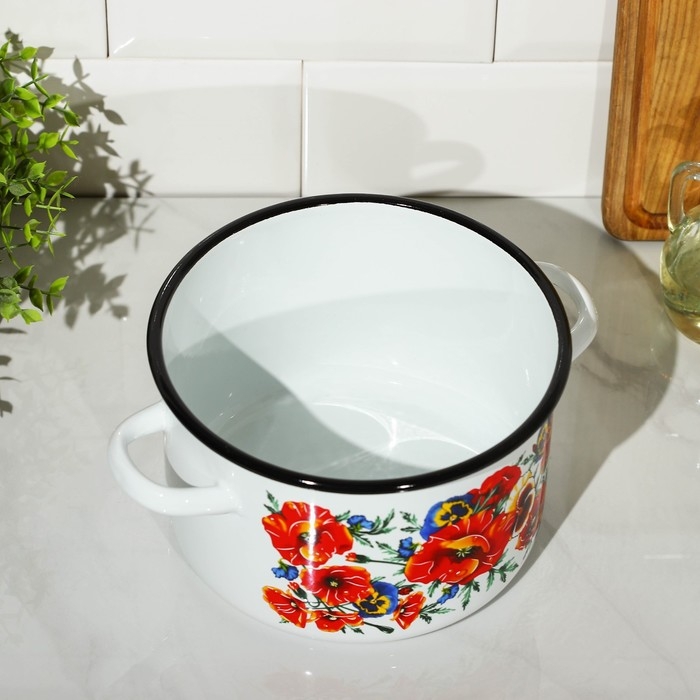 Кастрюля эмалированная «Маки Мечта», 2,9 л, индукция