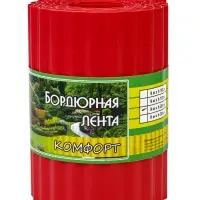 Лента бордюрная, 20 см&times;9 м, толщина 0.6 мм, пластиковая, гофра, красная, Greengo
