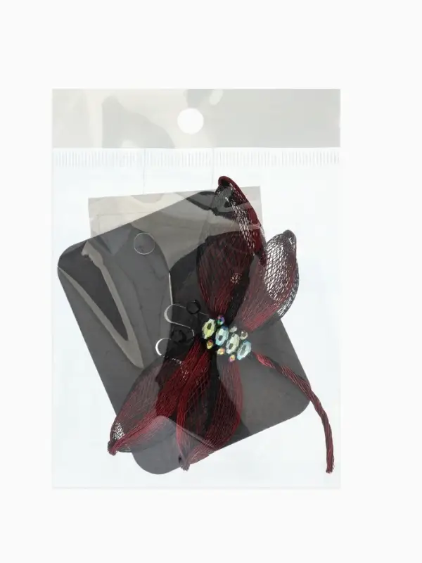 Брошь &laquo;Стрекоза&raquo; плетёная, цвет бордово-чёрный