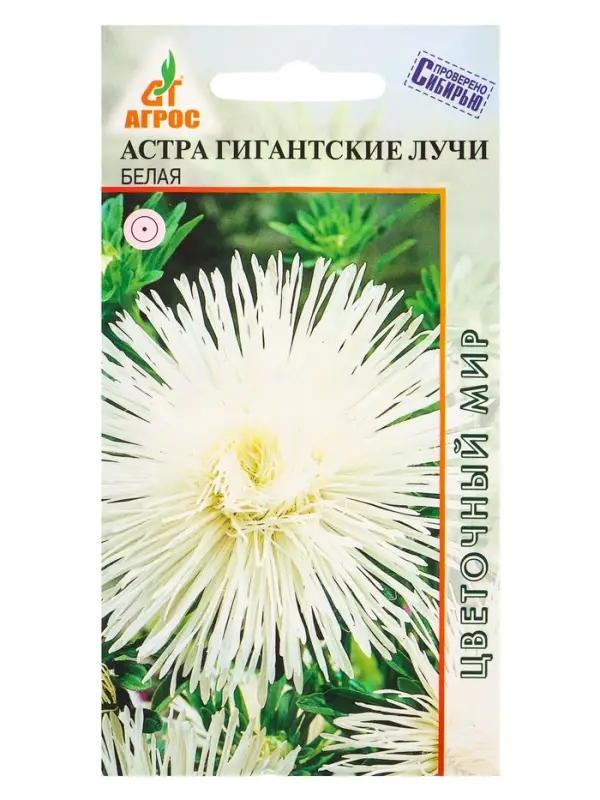 Семена Астра гигант Лучи Белая 0,3 г Семена Астра гигант Лучи Белая 0,3 г