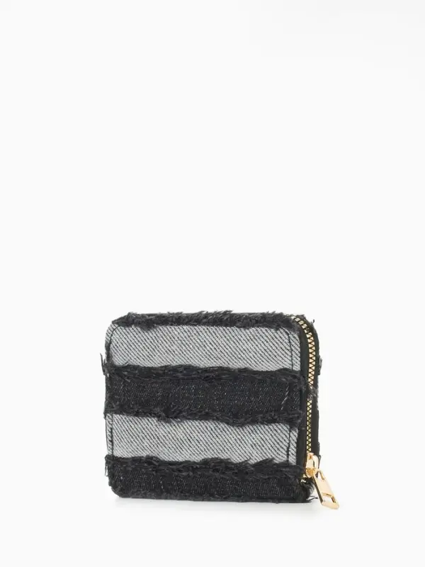 Кошелёк женский на молнии 8.5&times;2&times;11 см, джинсовый, чёрный