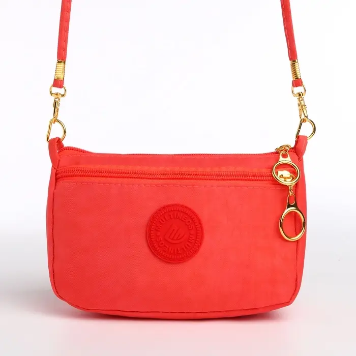 Сумка женская кросс-боди на молнии, 18&times;6.5&times;12 см, однотонная, розовая