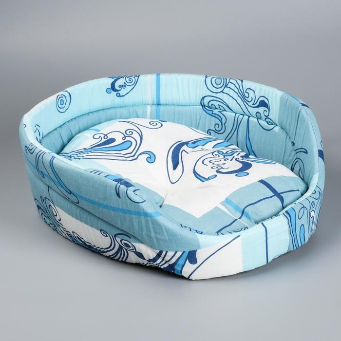 Лежанка овальная с бортиком, 49 х 36 х 17 см, микс цветов Лежанка овальная с бортиком, 49 х 36 х 17 см, микс цветов