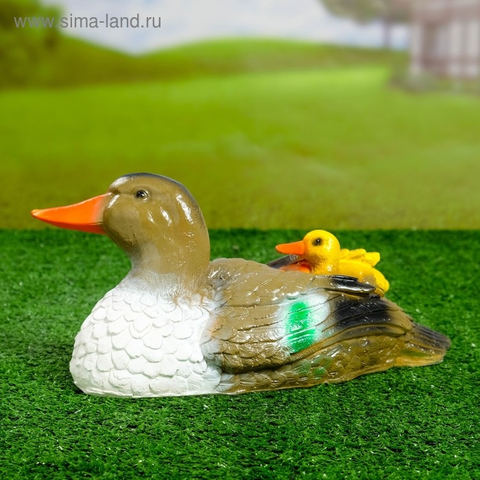 Садовая фигура из гипса «Утка с утятами», 15×32×12 см