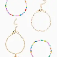 Набор детских браслетов 4 шт.  "Выбражулька" тренд, бисер, бабочка, цветные