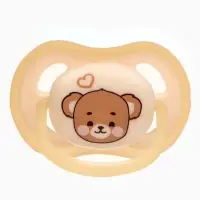 Светящаяся соска-пустышка анатомическая, силикон, от 0 мес., &laquo;Мишка&raquo;, бежевая