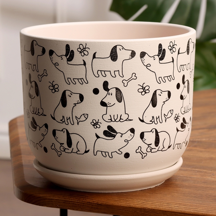 Горшок цветочный Собаки белый бук №3, 2,9 л, d - 19 см Горшок цветочный Собаки белый бук №3, 2,9 л, d - 19 см