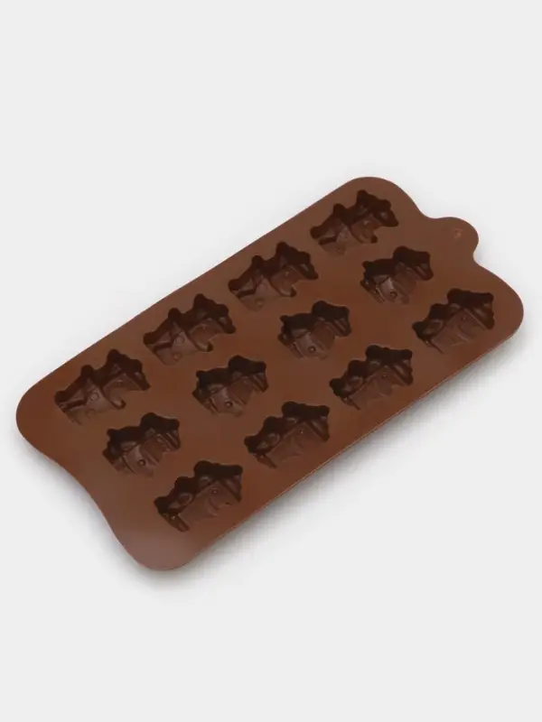 Форма для шоколада Доляна &laquo;Роботы&raquo;, силикон, 21&times;11&times;1.5 см, 12 ячеек, коричневая