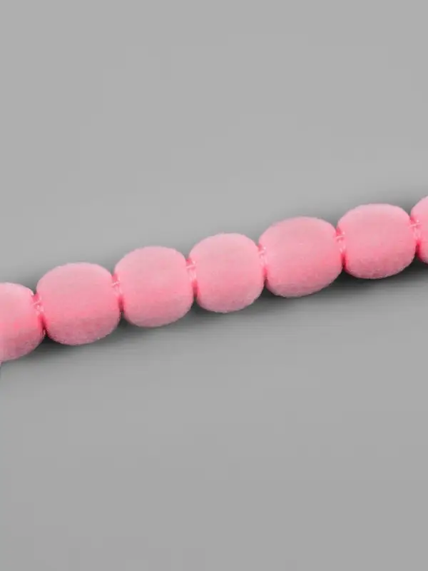 Тесьма декоративная с помпонами, 10 мм, 9.1&plusmn;0.5 м, розовая