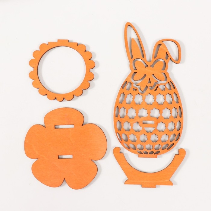 Подставка под яйцо Подставка под яйцо "Зайка" 8,5х8,5х14,5 см (набор 4 детали) оранжевый