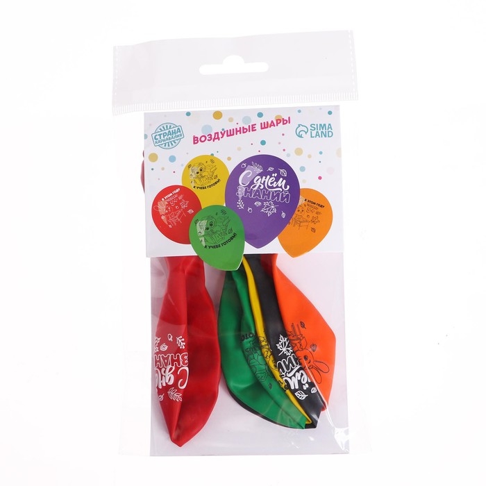 Воздушные шары латексные 12 Воздушные шары латексные 12" «С Днём знаний», миксы, 5 шт.