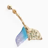 Брошь "Хвост Русалки" с жемчугом, цветная в золоте Брошь "Хвост Русалки" с жемчугом, цветная в золоте