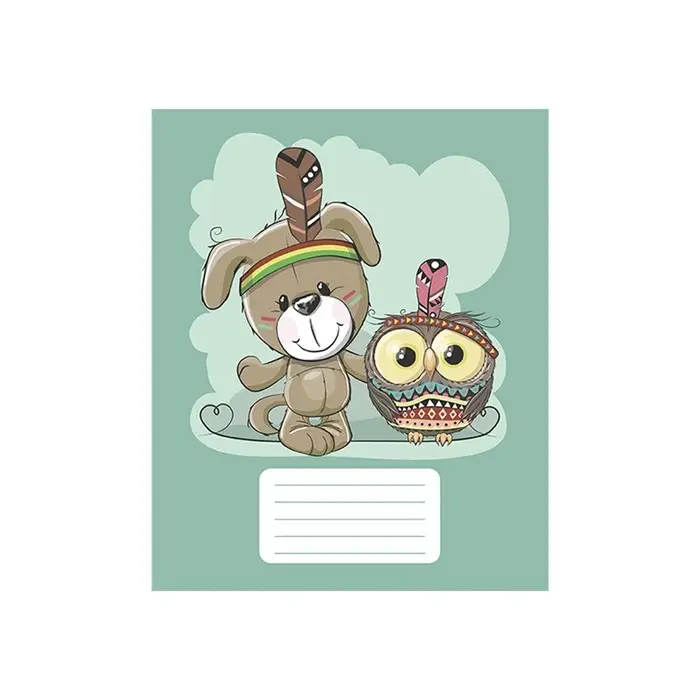 Тетрадь 12 листов в частую косую линию Calligrata "Животное племя", обложка мелованный картон, ВД-лак, блок офсет, белизна 95%, МИКС