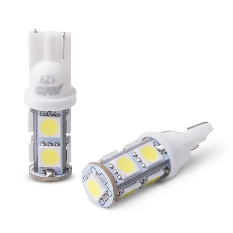 T028 Т10/белый/ (W2,1x9,5d) 9SMD 5050 3 chip W5W, блистер 2 шт.