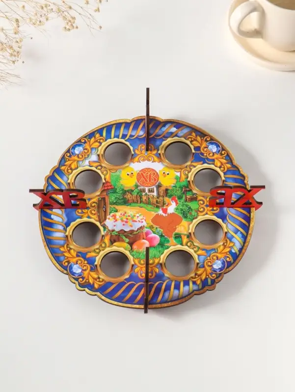 Подставка пасхальная на 8 яиц "Петушок".   Д 20 см