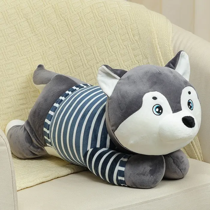 Мягкая игрушка &laquo;Хаски&raquo;, с пледом, 60 см, цвет серый