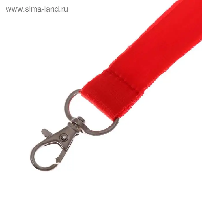 Лента для бейджа ширина-20 мм, длина-90 см с металлическим карабином, красная