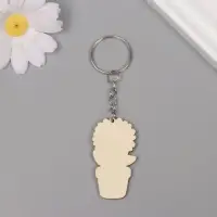 Брелок для ключей на кольце «Подсолнух в горшке», дерево, 4.6×2.5×0.3 см