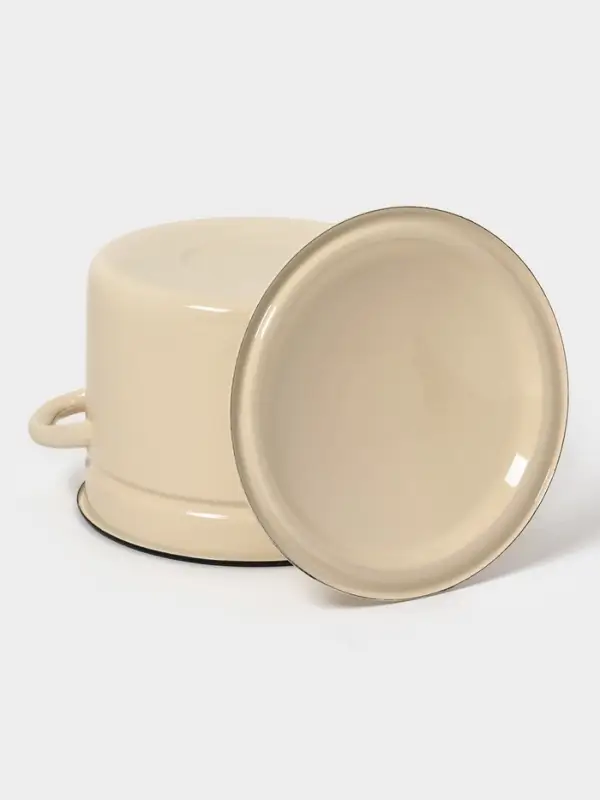 Кастрюля эмалированная, 6 л, d=23.5 см, с крышкой, без декора, цвет слоновой кости