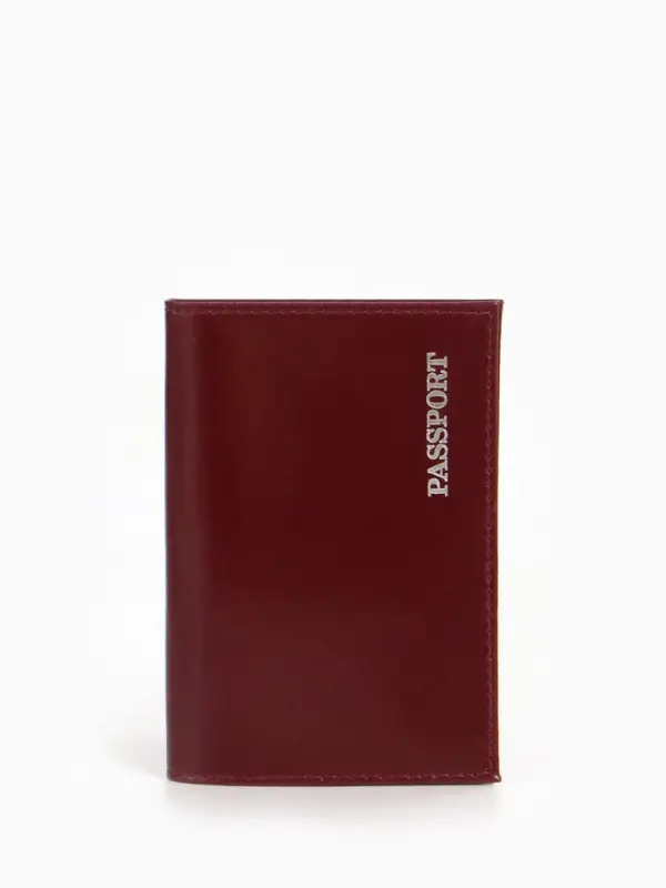 Обложка для паспорта, тиснение фольгой, гладкая, бордовая