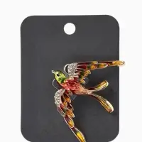 Брошь &laquo;Птица&raquo; ласточка,  цветная в золоте