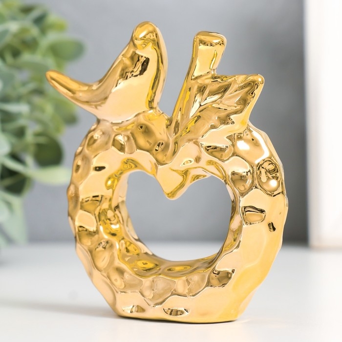 Сувенир керамика Сувенир керамика "Птица на яблоке" золото 10,3х3,3х10,3 см