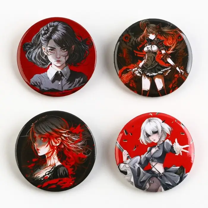 Значок металлический аниме , набор «Черно красный», d=38 мм, 4 шт. Значок металлический аниме , набор «Черно красный», d=38 мм, 4 шт.
