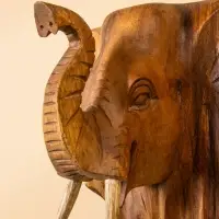 Панно «Голова слона», 32×15×22 см, дерево Суар, бежевое Панно «Голова слона», 32×15×22 см, дерево Суар, бежевое