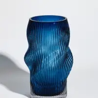 Ваза для цветов &laquo;Ванесса&raquo;, волны, 24&times;12 см, стекло, синяя