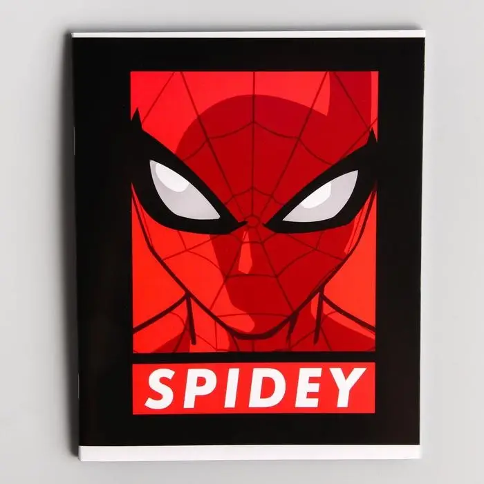 Тетрадь в клетку 48 листов, картонная обложка, Человек-паук