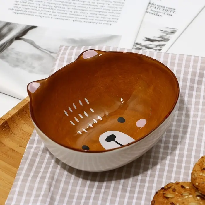 Тарелка суповая керамическая «Медведь», 13×11×5.5 см, 300 мл