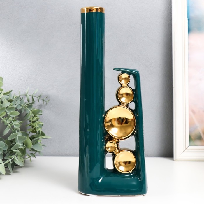 Сувенир керамика  Сувенир керамика "Пузыри" зелёный с золотом 6х12х30 см