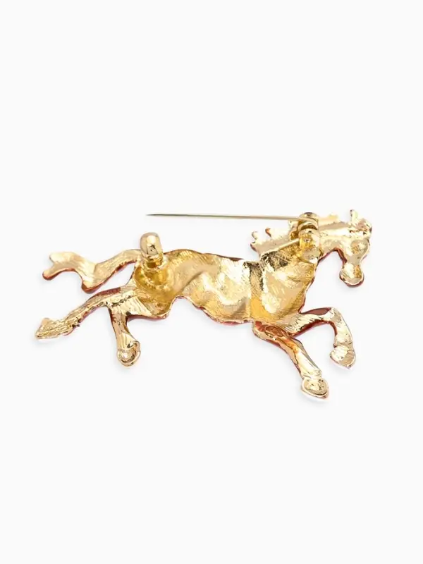 Брошь "Лошадь", конь степной, цвет коричневый в золоте