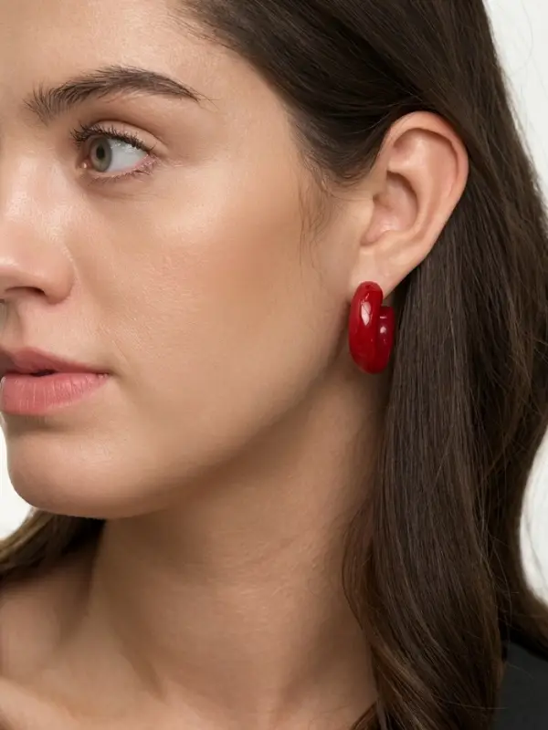 Серьги акрил &laquo;Полукольцо с бусиной №10&raquo;, бордовые