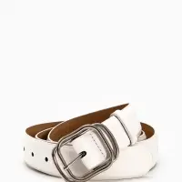 Ремень жен 06-01-02-01, Июнь2504, 3,2*0,3*110 см, без винта, пряж металл, 1 прокол, белый
