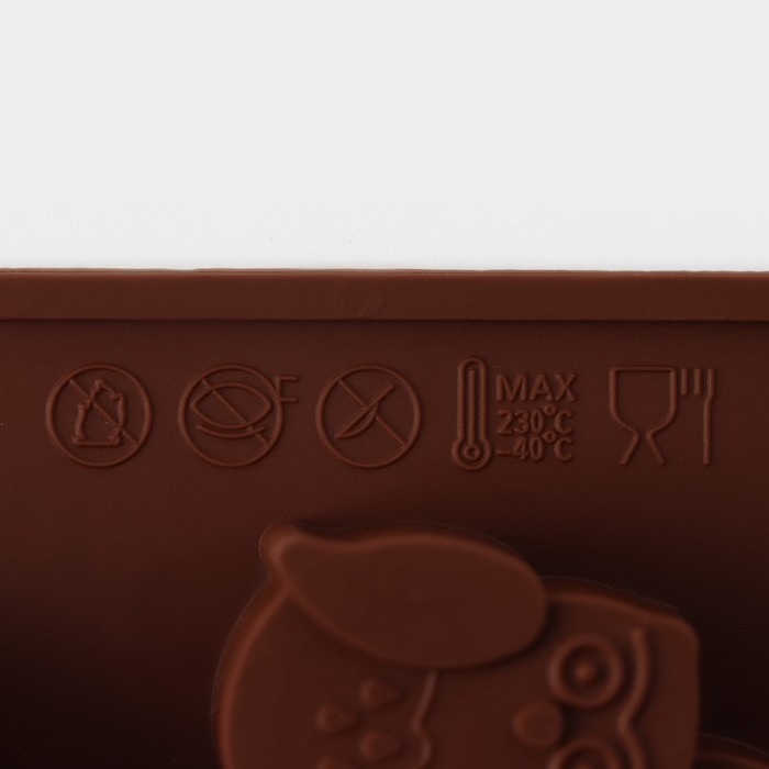 Форма для шоколада Доляна «Совы», силикон, 19×15 см, 12 ячеек (3,5×3,5×1,5 см), цвет коричневый Форма для шоколада Доляна «Совы», силикон, 19×15 см, 12 ячеек (3,5×3,5×1,5 см), цвет коричневый