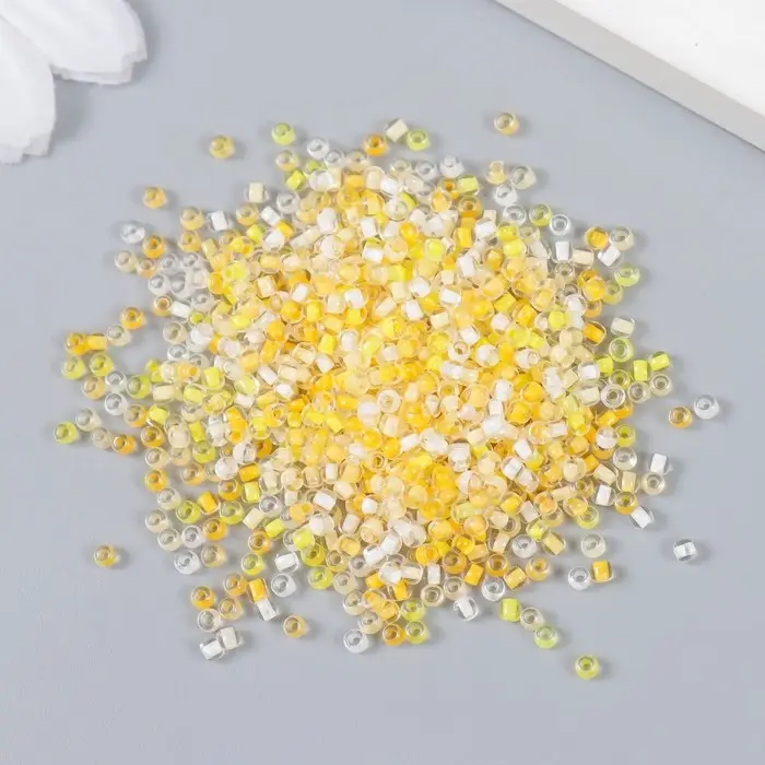 Бисер стекло 12/0  Бисер стекло 12/0 "Прозрачный. Цветная серединка. Жёлтый" 10 гр