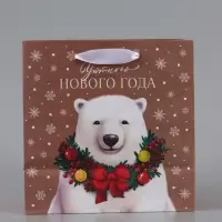 Пакет подарочный новогодний крафтовый квадратный &laquo;Уютного Нового года&raquo;, 22&times;22&times;11 см